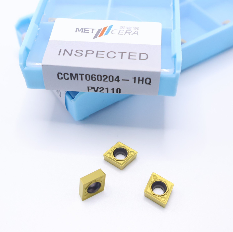 滑らかな表面 CCMT060204-1HQ PV2110 HRA92.5硬さとPVDコーティングのサーメットターニング挿入物