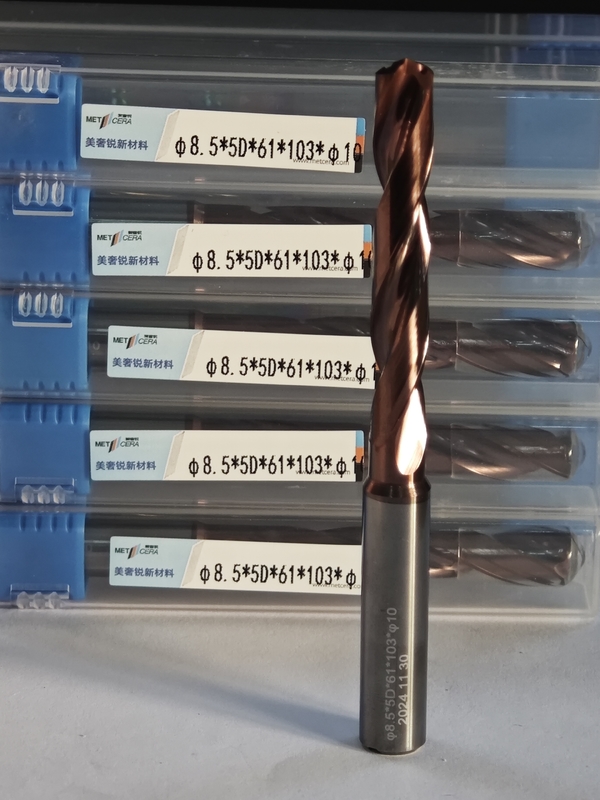 カービッドドリル硬さ HRC55-60 3Dドリル / 5Dドリル G-内部冷却剤ドリル- 5D Φ8.5 X 5D X 61 X 103 X Φ10mm 固体カービッド