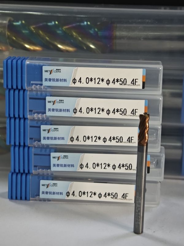 MPE4 粗工加工 4F 固体カービッド 平面端ミール 4mm φ4.0 x 12 x φ4 x 50mm AlCrコーティング HRC55-HRC60