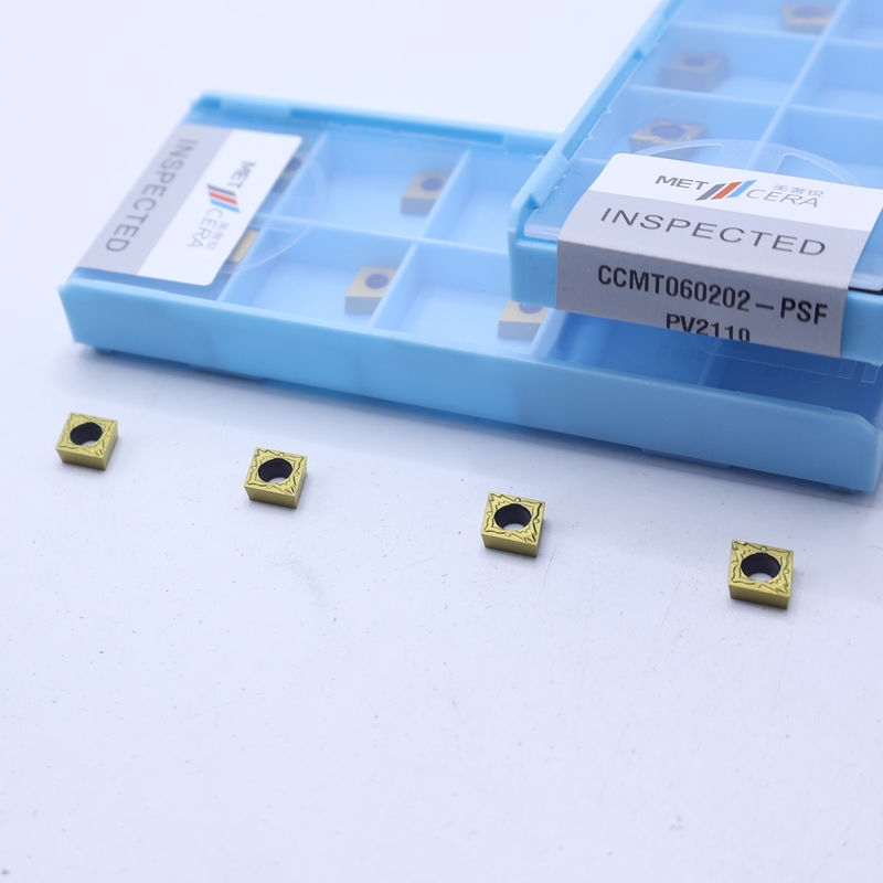 CCMT060202 PVD コーティングされた CNC ターン 索引可能なサーメット ターニング インスルト 鋼鉄,低合金加工のための半完成品チップブレーカー