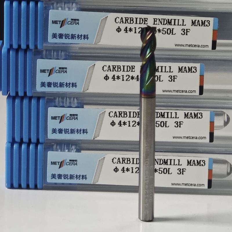 固体カービッド MAE PLUS 3 フルート 末端ミール 4mm Φ4x12x4Dx50mm 非鉄金属加工用